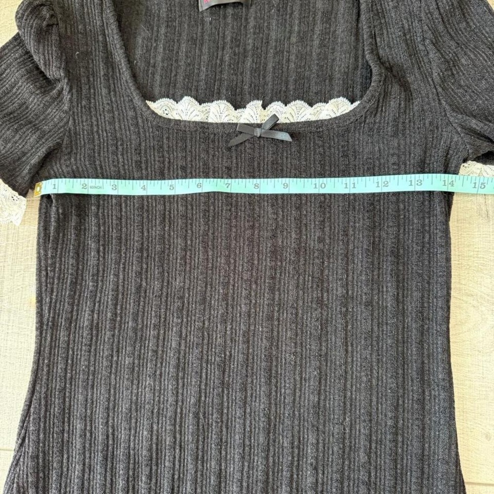 Black Knit Mini Dress w/ Lace Trim – Size M - Picture 6 of 7
